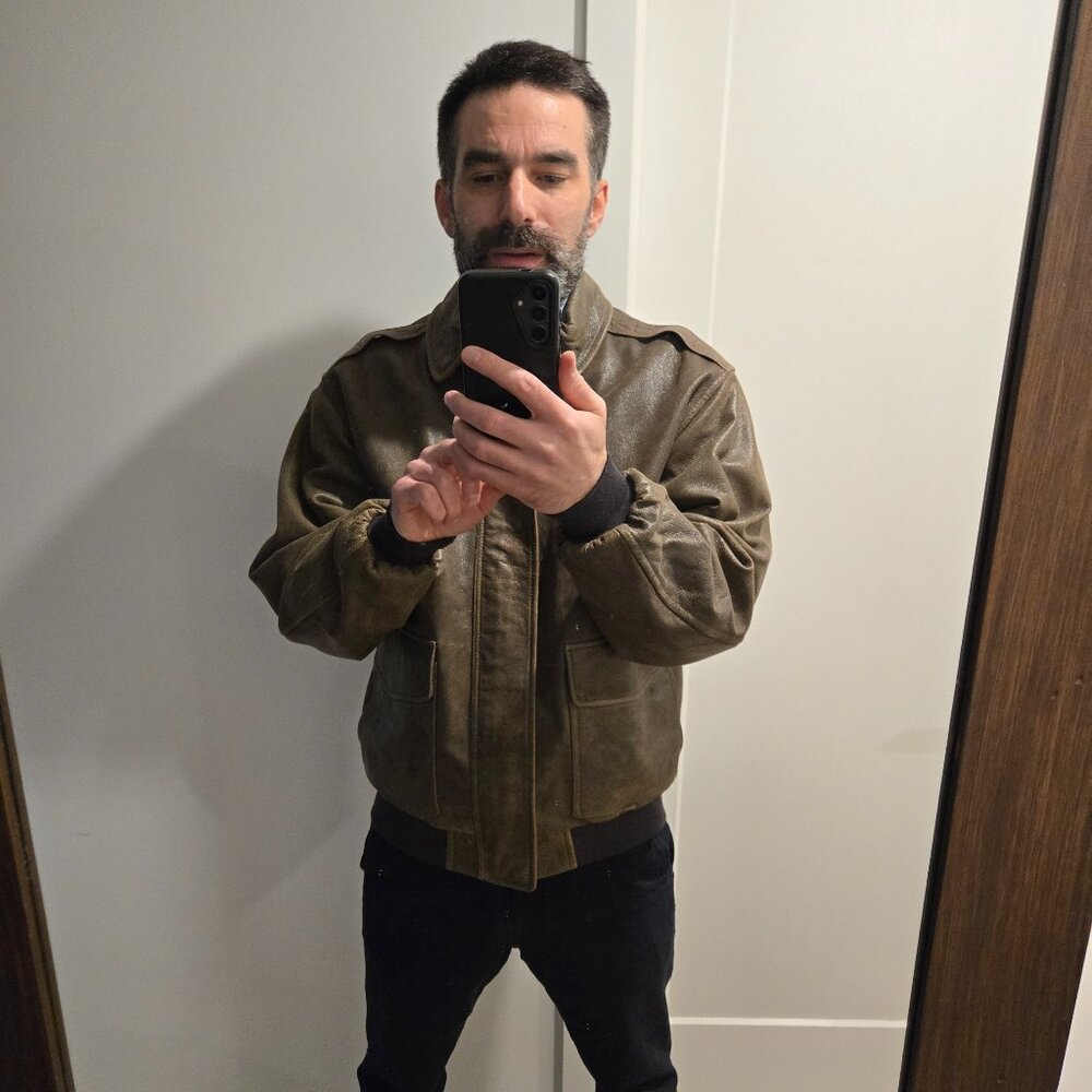 L.L. Bean brown leather jacket mens M
